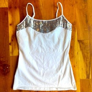Express White Camisole with Silver Sequins. New Never Used.